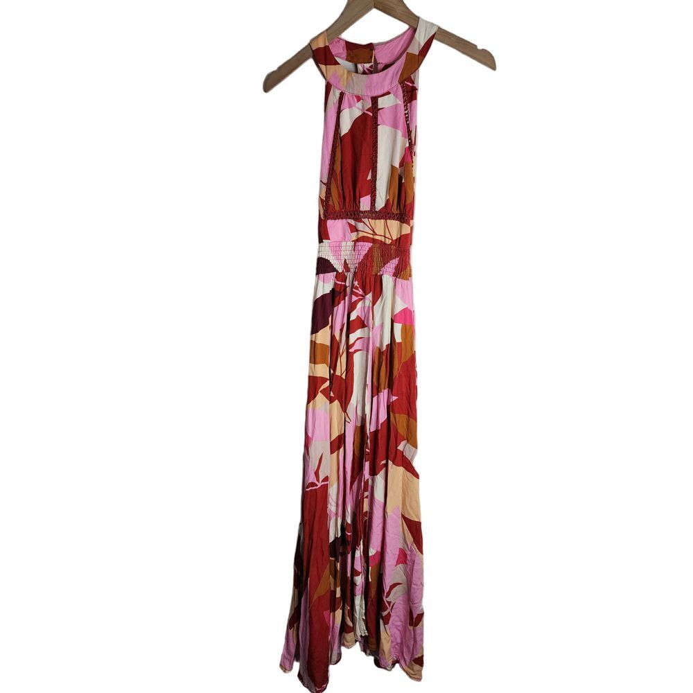 Abel The Label Anthropologie Dress Size S Pink‎ Flowy Maxi Open Back